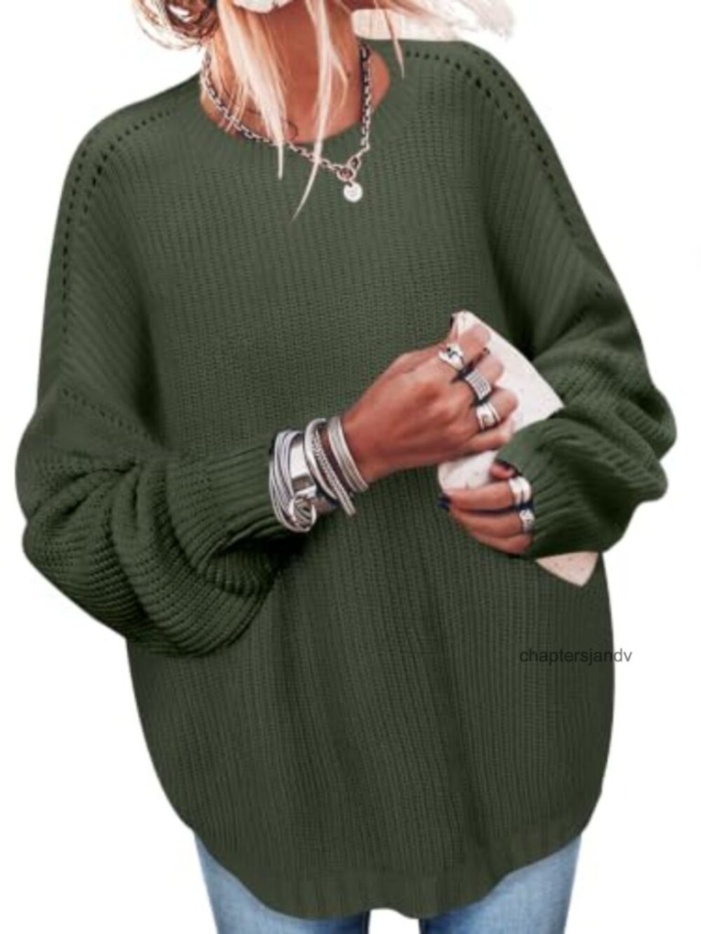 Oversized Ribbed Knit Pullover Sweater Tunic Top Long Sleeve Women's